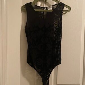 Poof! Black Patterned Bodysuit